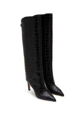 Detail View - Click To Enlarge - JIMMY CHOO - Alizze 85 Croc-Embossed Leather Boots