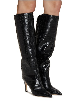 Figure View - Click To Enlarge - JIMMY CHOO - Alizze 85 Croc-Embossed Leather Boots