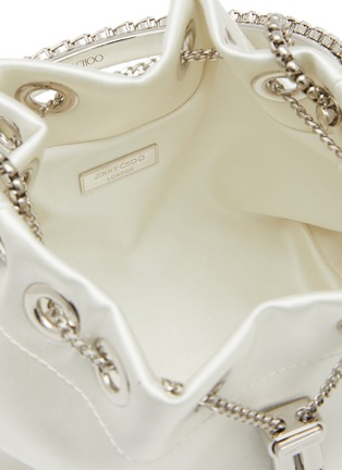 Detail View - Click To Enlarge - JIMMY CHOO - Bon Bon Crystal Handle Satin Bucket Bag