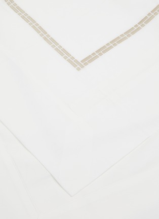 Detail View - Click To Enlarge - FRETTE - Affinity Embroidered King Size Duvet Cover Set — Milk/Savage Beige