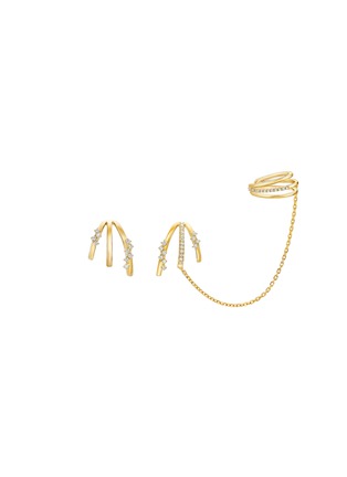 Main View - Click To Enlarge - SARAH ZHUANG - Starlight 18k Gold Diamond Earrings