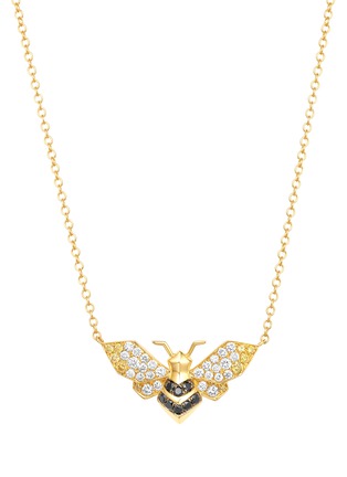 Main View - Click To Enlarge - SARAH ZHUANG - ‘Fantasy Garden’ 18K Yellow Gold Yellow Black Diamond Bee Necklace Charm