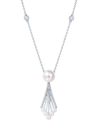 Detail View - Click To Enlarge - SARAH ZHUANG - ‘Enchanted Pearl’ 18K White Gold Diamond Pearl Mermaid Necklace
