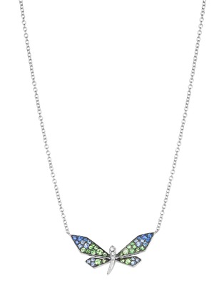 Main View - Click To Enlarge - SARAH ZHUANG - ‘Fantasy Garden’ 18K White Rose Gold Green Garnet Sapphire Dragonfly Necklace