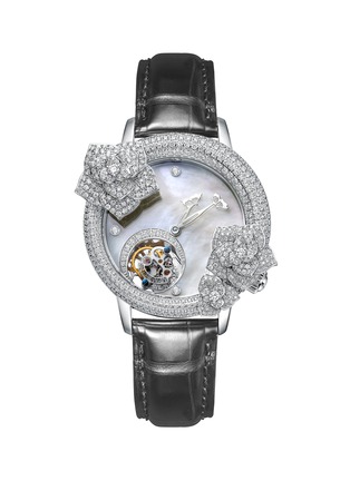 Main View - Click To Enlarge - SARAH ZHUANG - Butterfly Rose Diamond 18K White Gold Tourbillon Watch