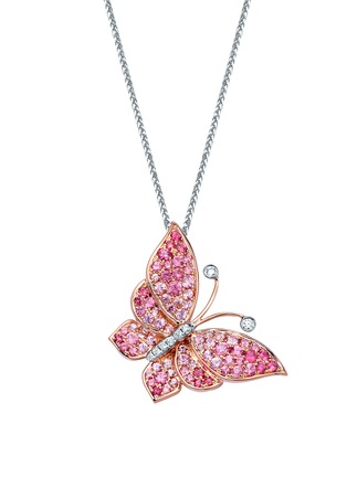 Main View - Click To Enlarge - SARAH ZHUANG - ‘Dancing Butterfly’ 18K Gold Diamond Multi Colour Sapphire Pendant