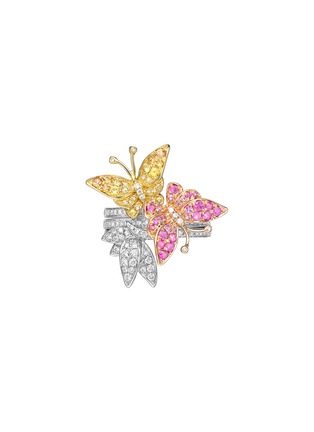 SARAH ZHUANG | ‘Dancing Butterfly’ 18K Gold Diamond Multi Colour Sapphire Ring