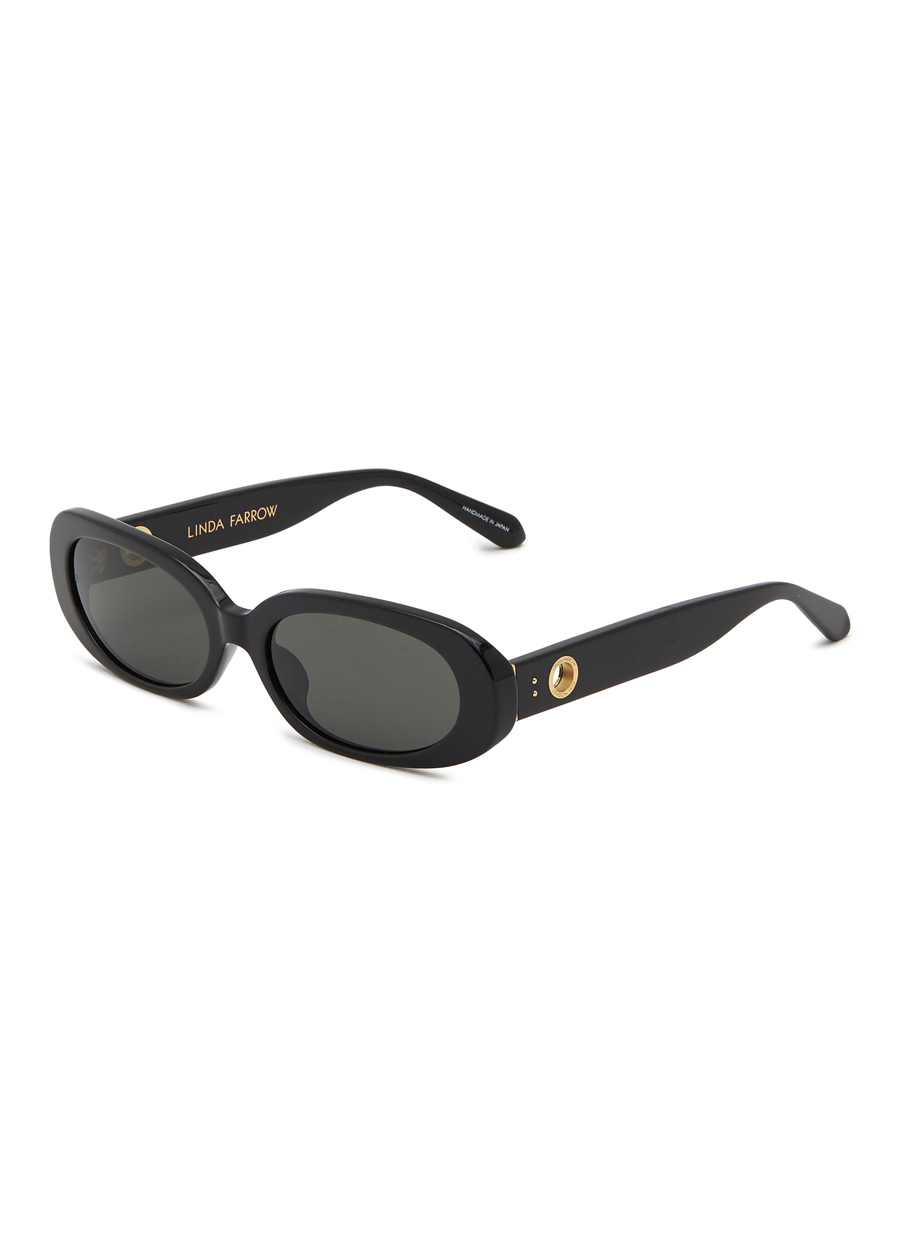 Black grey GG rectangle-frame acetate sunglasses