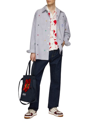 Figure View - Click To Enlarge - KENZO - Oversize Target Embroideries Striped Shirt