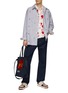 Figure View - Click To Enlarge - KENZO - Oversize Target Embroideries Striped Shirt
