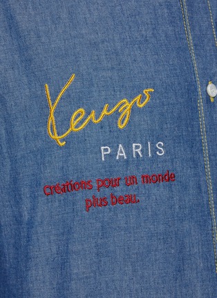  - KENZO - Logo Embroidered Band Collar Chambray Shirt