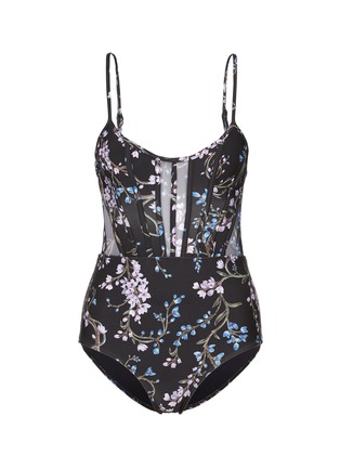 Main View - Click To Enlarge - ZIMMERMANN - 'Paradiso Corset' mesh panel one-piece swimsuit