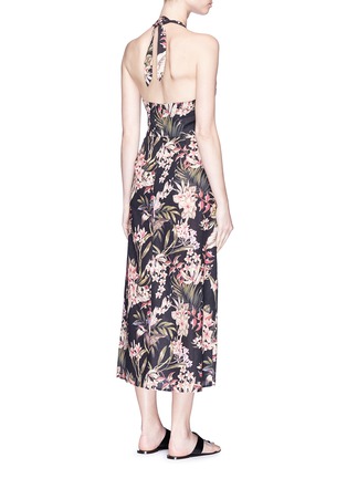 Back View - Click To Enlarge - ZIMMERMANN - 'Curacao Palm' print halterneck long dress