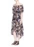 Figure View - Click To Enlarge - ZIMMERMANN - 'Curacao Palm' print ruffle crépon silk off-shoulder dress