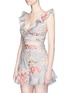 Front View - Click To Enlarge - ZIMMERMANN - 'Mercer Flutter Frill' floral print cotton-linen cropped top
