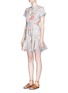 Front View - Click To Enlarge - ZIMMERMANN - 'Mercer Flutter' cutout back floral print dress
