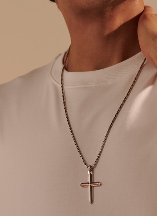 Detail View - Click To Enlarge - JOHN HARDY - ‘Classic Chain’ Silver Cross Pendant Box Chain Necklace — Size 24