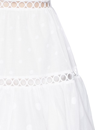 Detail View - Click To Enlarge - ZIMMERMANN - 'Jasper' crochet trim dot print cold shoulder dress