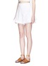 Front View - Click To Enlarge - ZIMMERMANN - 'Mercer Flutter' high waist embroidered cotton shorts