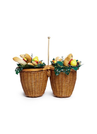 Detail View - Click To Enlarge - CHARLOTTE OLYMPIA - 'Fruit Basket' wicker bag with tropical ornaments