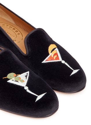 Detail View - Click To Enlarge - STUBBS & WOOTTON - 'Martini' embroidered velvet slip-ons