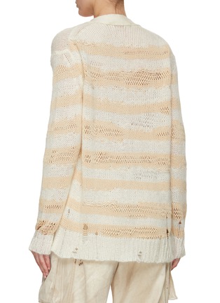 Back View - Click To Enlarge - ACNE STUDIOS - Distressed Striped Cardigan