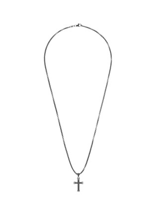 Main View - Click To Enlarge - JOHN HARDY - ‘Classic Chain’ Black Rhodium Plated Silver Diamond Cross Pendant Chain Necklace — Size 24