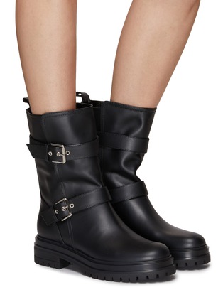 Figure View - Click To Enlarge - GIANVITO ROSSI - Leather Biker Ankle Boots