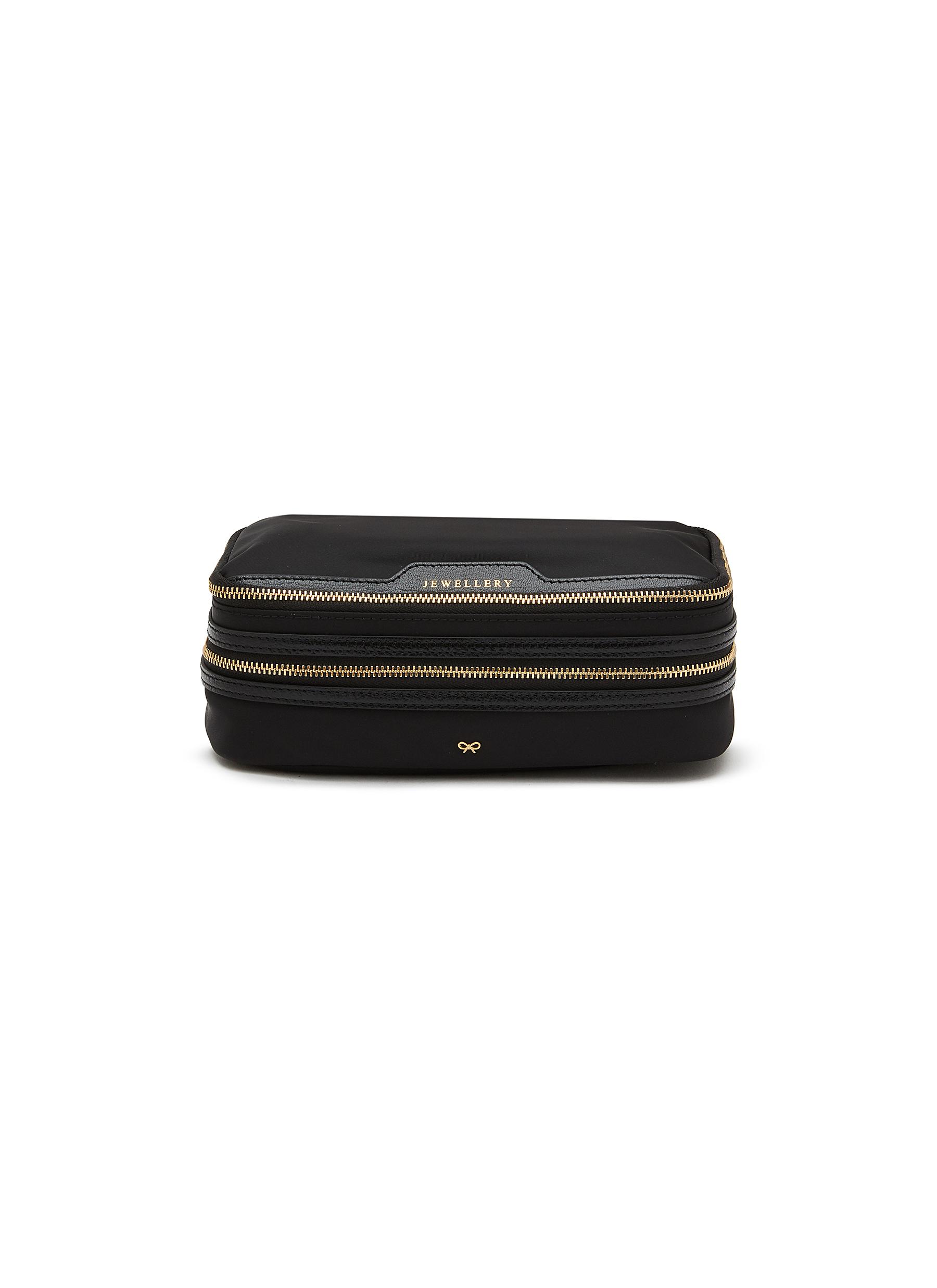Anya Hindmarch + Net Sustain Textured Leather-trimmed Econyl Jewelry Case In Black