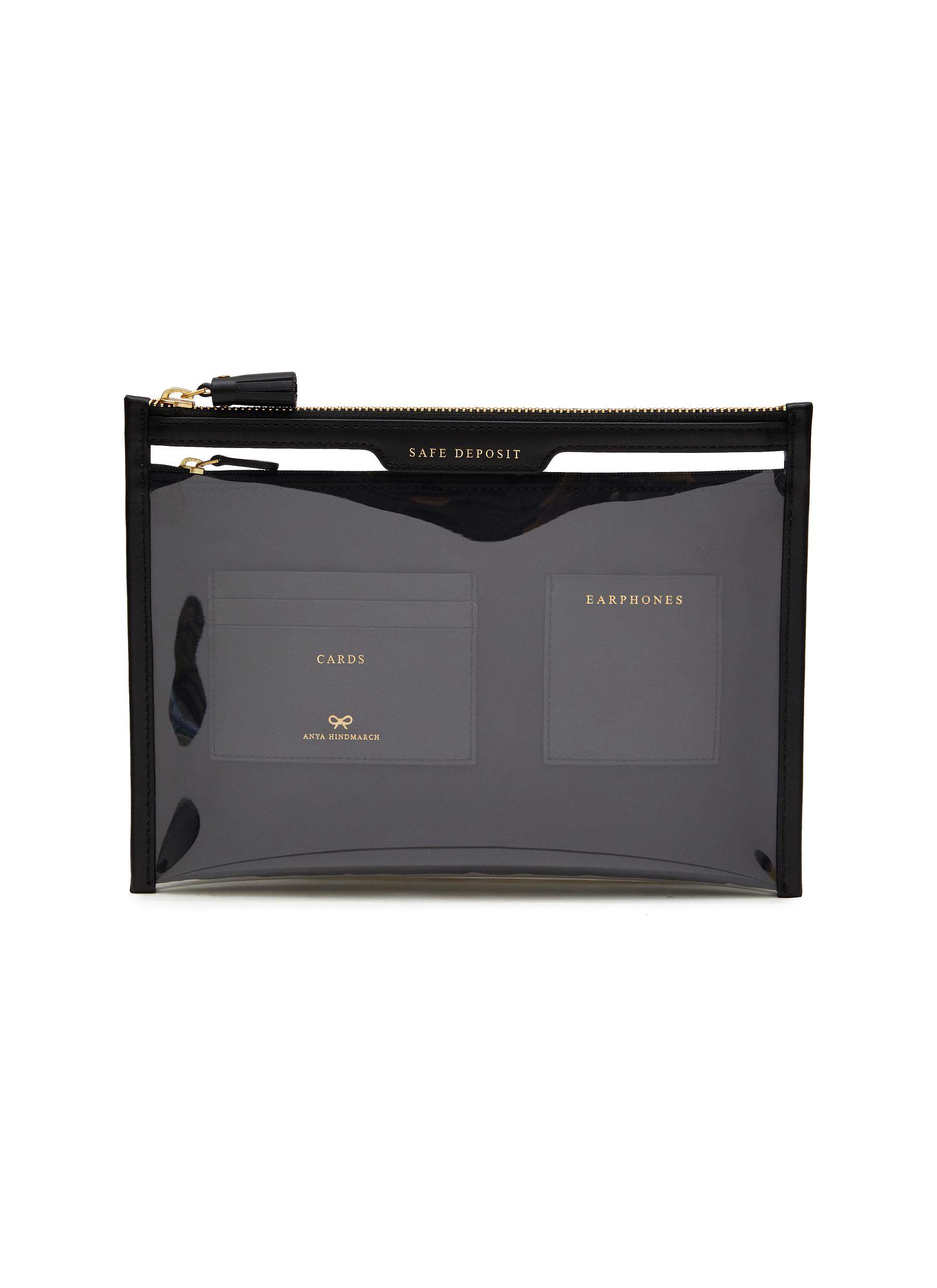 Shop Anya Hindmarch Clear Safe Deposit Case In Black