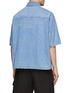 Back View - Click To Enlarge - SOLID HOMME - Denim Cropped Short Sleeve Shirt