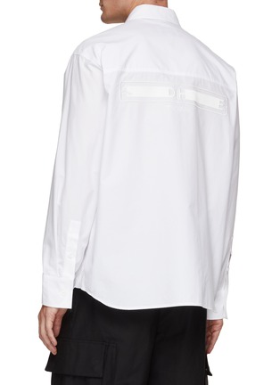 Back View - Click To Enlarge - SOLID HOMME - Logo Embroidered Back Cotton Shirt
