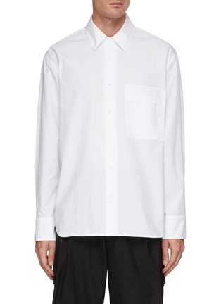 Main View - Click To Enlarge - SOLID HOMME - Logo Embroidered Back Cotton Shirt