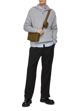 Figure View - Click To Enlarge - SOLID HOMME - High Neck Half Zip Sweater