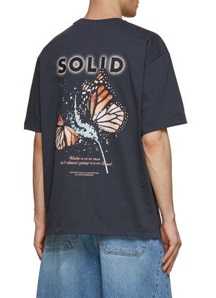 Back View - Click To Enlarge - SOLID HOMME - Butterfly Printed Back T-Shirt