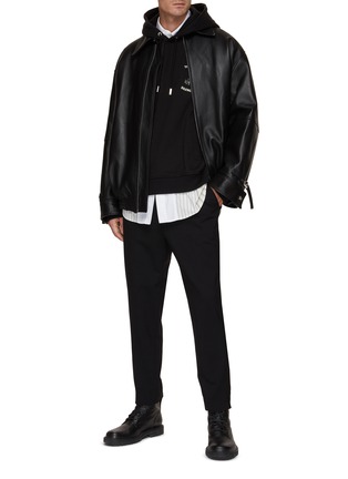 Figure View - Click To Enlarge - SOLID HOMME - Slogan Embroidery Hoodie