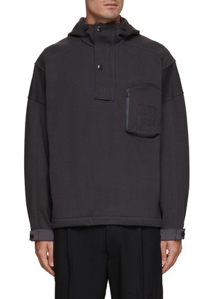 Main View - Click To Enlarge - SOLID HOMME - Half Button Chest Pocket Hoodie