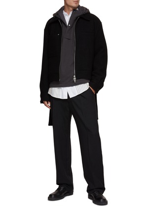 Figure View - Click To Enlarge - SOLID HOMME - Half Button Chest Pocket Hoodie