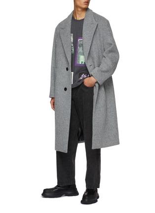 Figure View - Click To Enlarge - SOLID HOMME - Single Breasted Hairy Texture Coat