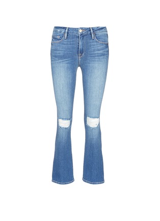 Main View - Click To Enlarge - FRAME - 'Le Crop Mini Boot' distressed knee flared jeans
