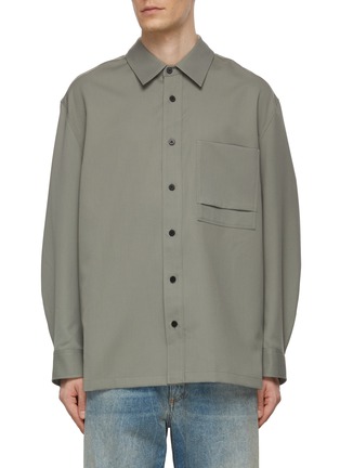 Main View - Click To Enlarge - SOLID HOMME - Oversized Pocket Shirt