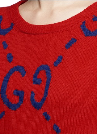 Detail View - Click To Enlarge - GUCCI - 'GucciGhost' intarsia wool sweater
