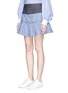 Front View - Click To Enlarge - MARC JACOBS - Colourblock ruffle denim skirt