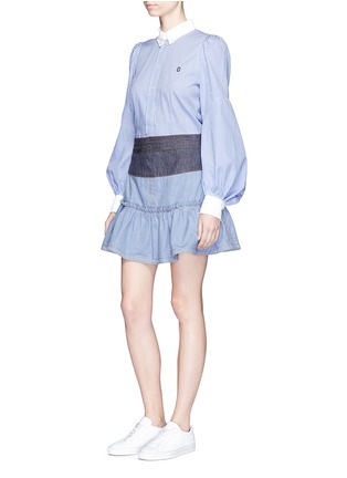 Figure View - Click To Enlarge - MARC JACOBS - Colourblock ruffle denim skirt