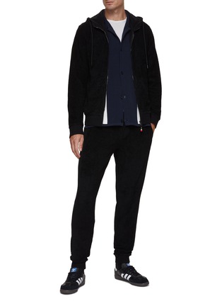 Figure View - Click To Enlarge - ORLEBAR BROWN - Mathers Mix Texture Zip Up Hoodie