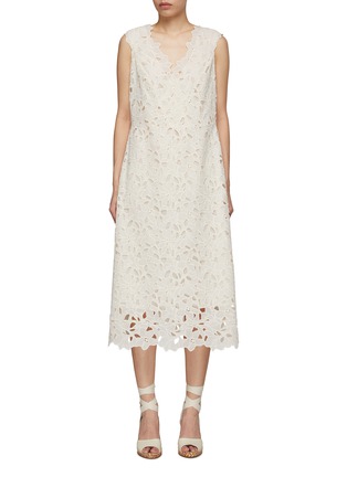 Main View - Click To Enlarge - VINCE - Nouveau Lace V-Neck Midi Dress