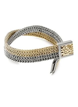 Detail View - Click To Enlarge - JOHN HARDY - ‘Classic Chain’ Hammered 18K Gold Silver Double Chain Bracelet — Size UM
