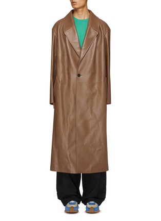 Main View - Click To Enlarge - LOEWE - Oversize Leather Pleated Coat