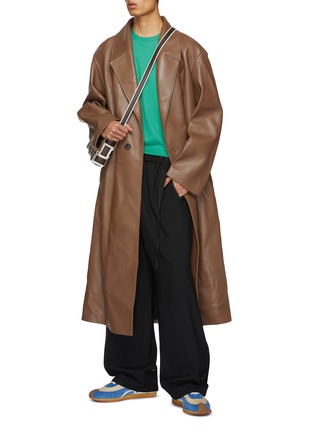 Figure View - Click To Enlarge - LOEWE - Oversize Leather Pleated Coat
