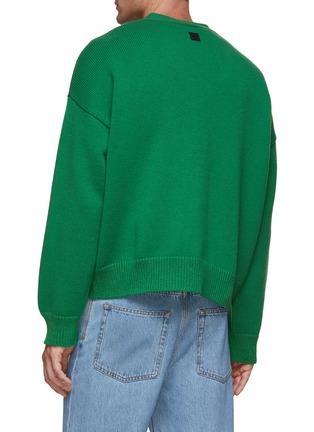 Back View - Click To Enlarge - LOEWE - Leather Logo Patch Wool Knit Cardigan